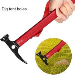PERLE RARE Marteau De Camping De, Marteau De Tente En Aluminium Multifonctionnel De Camping De Mallet Avec Le Solvant De Tente（rouge） -Tente de réception Soldes 58302971 5