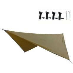 PERLE RARE Tarp Bâche De Camping Tapis De Sol Bâche De Tente Anti-Pluie Abri Couverture Auvent Imperméable Pour Hamac Randonnée Pique-Nique Plage（Marron）