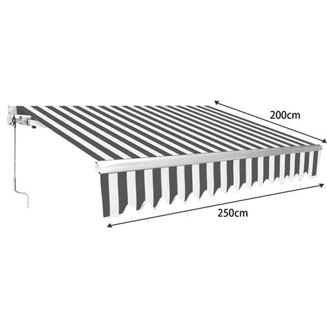 VINGO Store De Balcon Store Banne Manuel Store Extérieur Auvent Balcon Articulé Anti-UV Terrasse Jardin Gris Blanc 250 X 200 Cm - Gris 4 VINGO Store De Balcon Store Banne Manuel Store Extérieur Auvent Balcon Articulé Anti-UV Terrasse Jardin Gris Blanc 250 X 200 Cm - Gris - Image 2