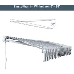 VINGO Store De Balcon Store Banne Manuel Store Extérieur Auvent Balcon Articulé Anti-UV Terrasse Jardin Gris Blanc 250 X 200 Cm - Gris 11 VINGO Store De Balcon Store Banne Manuel Store Extérieur Auvent Balcon Articulé Anti-UV Terrasse Jardin Gris Blanc 250 X 200 Cm - Gris -Tente de réception Soldes 58415384 5