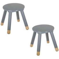 ATMOSPHERA FOR KIDS Lot De 2 Tabourets Enfant Gris Atmosphera
