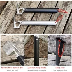 SUPERSELLER Marteau De Camping En Plein Air Marteau En Alliage D'aluminium Marteau Multifonctionnel équipement De Survie Sauvage Dissolvant De Pieu De Tente - Le Noir -Tente de réception Soldes 58674605 4