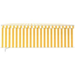 INLIFE Auvent Manuel Rétractable Avec Store Et LED 4x3m Jaune Et Blanc - Jaune -Tente de réception Soldes 58692307 3