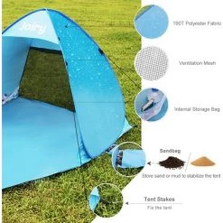 DEVENIRRICHE Tente De Plage, Pop-up Anti UV Abri De Plage 2 Ou 3 Personnes Abri Soleil UPF 50+ ,Extérieur Portatif Pour Plage Camp Bain De Soleil Tente De Camping Pour Famille, Camping, Randonnée, Pêche, Plage -Tente de réception Soldes 58753214 4