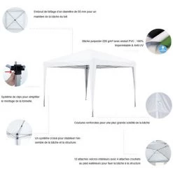 GREADEN Tente Pliante 3x3m ECO BRISO Tube 30mm En ALU & ACIER Bâche 220g/m² ENDUIT PVC 100% ÉTANCHE Tente Pliante De Réception Sac De Transport - Noir 9 GREADEN Tente Pliante 3x3m ECO BRISO Tube 30mm En ALU & ACIER Bâche 220g/m² ENDUIT PVC 100% ÉTANCHE Tente Pliante De Réception Sac De Transport - Noir -Tente de réception Soldes 5878449 3