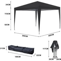 GREADEN Tente Pliante 3x3m ECO BRISO Tube 30mm En ALU & ACIER Bâche 220g/m² ENDUIT PVC 100% ÉTANCHE Tente Pliante De Réception Sac De Transport - Noir 10 GREADEN Tente Pliante 3x3m ECO BRISO Tube 30mm En ALU & ACIER Bâche 220g/m² ENDUIT PVC 100% ÉTANCHE Tente Pliante De Réception Sac De Transport - Noir -Tente de réception Soldes 5878449 4