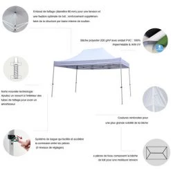 GREADEN Tente Pliante 3x4,5m PREMIUM LIGHT Tube 32mm En Acier Bâche 220g/m² ENDUIT PVC 100% ÉTANCHE Pavillon Jardin Tonnelle Réception, Sac De Transport - Vert -Tente de réception Soldes 5878452 3