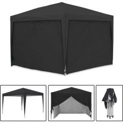 GREADEN Tente Pliante + Pack Côtés 3x3m ECO Tube 30mm En ALU & ACIER Bâche 220g/m² ENDUIT PVC 100% ÉTANCHE Tente Pliante + Sac De Transport - Noir