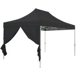 GREADEN Tente Pliante + 4 Murs Côtés 3x4,5m PREMIUM LIGHT Tube 32mm En Acier Bâche 220g/m² ENDUIT PVC 100% ÉTANCHE Barnum Pliante + Sac De Transport - Noir -Tente de réception Soldes 5878456 5