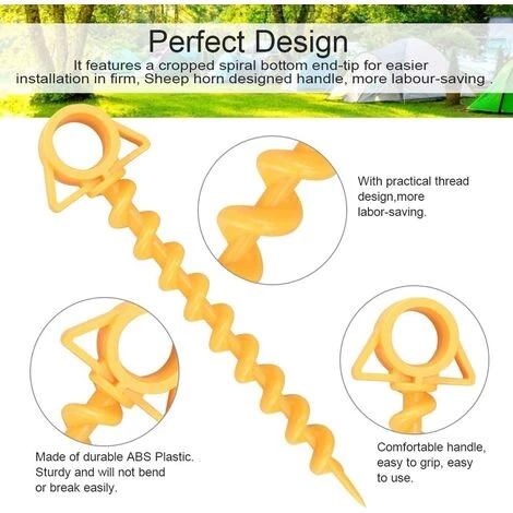 ENLENK 4pcs Clous De Tente En Plastique Orange Anti-corrosion Pelouse Auvent Plage Bâche Camping 6 ENLENK 4pcs Clous De Tente En Plastique Orange Anti-corrosion Pelouse Auvent Plage Bâche Camping – Image 4