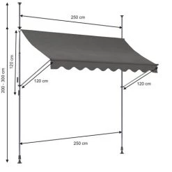 VITALISPA Marquise De Balcon 250x120cm Anthracite Enroulable -Tente de réception Soldes 59119762 3