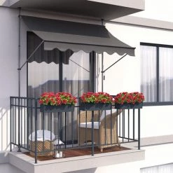 VITALISPA Marquise De Balcon 250x120cm Anthracite Enroulable -Tente de réception Soldes 59119762 4