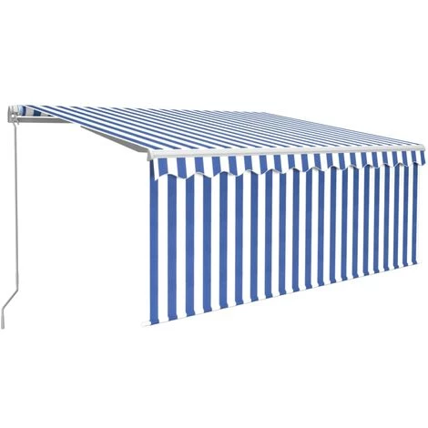 INLIFE Auvent Manuel Rétractable Et Store Et LED 3x2,5 M Bleu Et Blanc - Bleu 4 INLIFE Auvent Manuel Rétractable Et Store Et LED 3x2,5 M Bleu Et Blanc - Bleu - Image 2