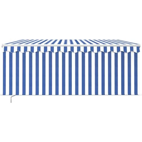 INLIFE Auvent Manuel Rétractable Et Store Et LED 3x2,5 M Bleu Et Blanc - Bleu 6 INLIFE Auvent Manuel Rétractable Et Store Et LED 3x2,5 M Bleu Et Blanc - Bleu - Image 4