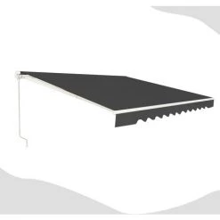 GOPLUS Store Banne Rétractable, Auvent D'Abri Manuel En Aluminium Et Tissu Résistant Aux UV Et à L'eau Avec Manivelle Et Angle Réglable 5-35°pour Balcon, Fenêtre, Terrasse (250X200CM, Gris)