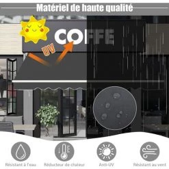 GOPLUS Store Banne Rétractable, Auvent D'Abri Manuel En Aluminium Et Tissu Résistant Aux UV Et à L'eau Avec Manivelle Et Angle Réglable 5-35°pour Balcon, Fenêtre, Terrasse (250X200CM, Gris) 10 GOPLUS Store Banne Rétractable, Auvent D'Abri Manuel En Aluminium Et Tissu Résistant Aux UV Et à L'eau Avec Manivelle Et Angle Réglable 5-35°pour Balcon, Fenêtre, Terrasse (250X200CM, Gris) -Tente de réception Soldes 59175256 4