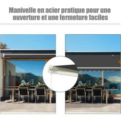 GOPLUS Store Banne Rétractable, Auvent D'Abri Manuel En Aluminium Et Tissu Résistant Aux UV Et à L'eau Avec Manivelle Et Angle Réglable 5-35°pour Balcon, Fenêtre, Terrasse (250X200CM, Gris) 11 GOPLUS Store Banne Rétractable, Auvent D'Abri Manuel En Aluminium Et Tissu Résistant Aux UV Et à L'eau Avec Manivelle Et Angle Réglable 5-35°pour Balcon, Fenêtre, Terrasse (250X200CM, Gris) -Tente de réception Soldes 59175256 5