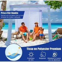 GOPLUS Tente De Plage 2x2m Anti-UV, Abris De Plage Pliant Avec 4 Sacs De Sable Et Lucarne, Auvent De Plage Réglable 225- 268cm En Hauteur, Convient Pour Plages, Jardins, Parc (Marin) 9 GOPLUS Tente De Plage 2x2m Anti-UV, Abris De Plage Pliant Avec 4 Sacs De Sable Et Lucarne, Auvent De Plage Réglable 225- 268cm En Hauteur, Convient Pour Plages, Jardins, Parc (Marin) -Tente de réception Soldes 59175262 3