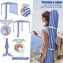 GOPLUS Tente De Plage 2x2m Anti-UV, Abris De Plage Pliant Avec 4 Sacs De Sable Et Lucarne, Auvent De Plage Réglable 225- 268cm En Hauteur, Convient Pour Plages, Jardins, Parc (Marin) 11 GOPLUS Tente De Plage 2x2m Anti-UV, Abris De Plage Pliant Avec 4 Sacs De Sable Et Lucarne, Auvent De Plage Réglable 225- 268cm En Hauteur, Convient Pour Plages, Jardins, Parc (Marin) -Tente de réception Soldes 59175262 5