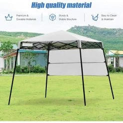GOPLUS 181x181x210cm Tonnelle De Jardin Pliable,Tente Pliante Avec Hauteur Réglable, Popup-Pavillon Chapiteau De Reception De Jardin Avec Cadre Robuste, Tente De Fête Avec Sac De Transport (Blanc) -Tente de réception Soldes 59175290 3