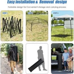 GOPLUS 181x181x210cm Tonnelle De Jardin Pliable,Tente Pliante Avec Hauteur Réglable, Popup-Pavillon Chapiteau De Reception De Jardin Avec Cadre Robuste, Tente De Fête Avec Sac De Transport (Blanc) -Tente de réception Soldes 59175290 5