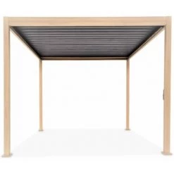 ALICE'S GARDEN Pergola Bioclimatique Coloris Bois – Triomphe – 300x300cm. Aluminium. à Lames Orientables - Bois