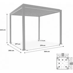ALICE'S GARDEN Pergola Bioclimatique Coloris Bois – Triomphe – 300x300cm. Aluminium. à Lames Orientables - Bois -Tente de réception Soldes 59201017 4