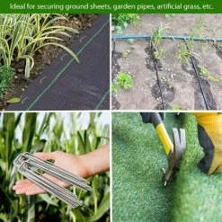 OUSUDELA Lot De 50 Piquet Jardin De Fixation En Acier Galvanisé 100 Mm/4"- Ancrage Au Sol Toile Paillage Agrafes Pour Bache Mauvaise Herbe -Tente de réception Soldes 59207278 4