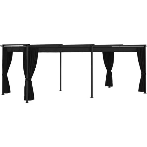 Topdeal Tonnelle Avec Rideaux 3x6 M Anthracite Acier FF48055_FR 3 Topdeal Tonnelle Avec Rideaux 3x6 M Anthracite Acier FF48055_FR