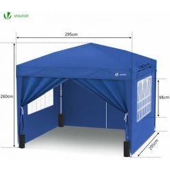 VOUNOT Tonnelle De Jardin 3x3m Pliable Avec Portes Et Fenêtres Bleu 9 VOUNOT Tonnelle De Jardin 3x3m Pliable Avec Portes Et Fenêtres Bleu -Tente de réception Soldes 59477595 3
