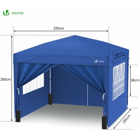 VOUNOT Tonnelle De Jardin 3x3m Pliable Avec Portes Et Fenêtres Bleu 5 VOUNOT Tonnelle De Jardin 3x3m Pliable Avec Portes Et Fenêtres Bleu - Image 3