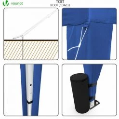 VOUNOT Tonnelle De Jardin 3x3m Pliable Avec Portes Et Fenêtres Bleu 11 VOUNOT Tonnelle De Jardin 3x3m Pliable Avec Portes Et Fenêtres Bleu -Tente de réception Soldes 59477595 5