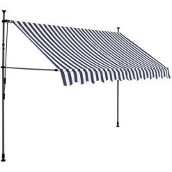 Topdeal Auvent Manuel Rétractable Avec LED 300 Cm Bleu Et Blanc FF145845_FR -Tente de réception Soldes 59652859 2