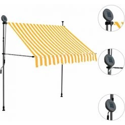 Topdeal Auvent Manuel Rétractable Avec LED 150 Cm Blanc Et Orange FF145856_FR 9 Topdeal Auvent Manuel Rétractable Avec LED 150 Cm Blanc Et Orange FF145856_FR -Tente de réception Soldes 59652945 3