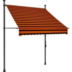 Topdeal Auvent Manuel Rétractable Avec LED 150 Cm Orange Et Marron FF145877_FR -Tente de réception Soldes 59653104 2