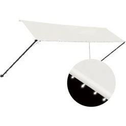 Topdeal Auvent Rétractable Avec LED 400x150 Cm Crème FF145927_FR -Tente de réception Soldes 59653581 2