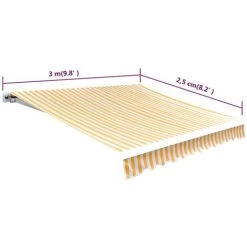 JN.SONGS Toile D'Auvent Imperméable UV Protection Voile D'Ombrage Pour Balcon Jardin Terrasse Jaune Blanc - 300x250 Cm -Tente de réception Soldes 59664752 4