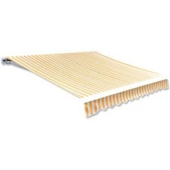 JN.SONGS Toile D'Auvent Imperméable UV Protection Voile D'Ombrage Pour Balcon Jardin Terrasse Jaune Blanc - 300x250 Cm -Tente de réception Soldes 59664752 5