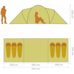 JN.SONGS Tente De Camping 6 Personnes Familiale Pour Trekking Extérieur 576 X 235 X 190 Cm - Bleu Jaune 11 JN.SONGS Tente De Camping 6 Personnes Familiale Pour Trekking Extérieur 576 X 235 X 190 Cm - Bleu Jaune -Tente de réception Soldes 59665221 5