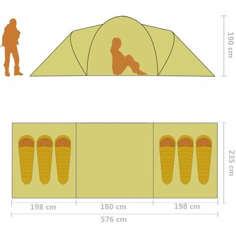 JN.SONGS Tente De Camping 6 Personnes Familiale Pour Trekking Extérieur 576 X 235 X 190 Cm - Bleu Jaune 7 JN.SONGS Tente De Camping 6 Personnes Familiale Pour Trekking Extérieur 576 X 235 X 190 Cm - Bleu Jaune - Image 5