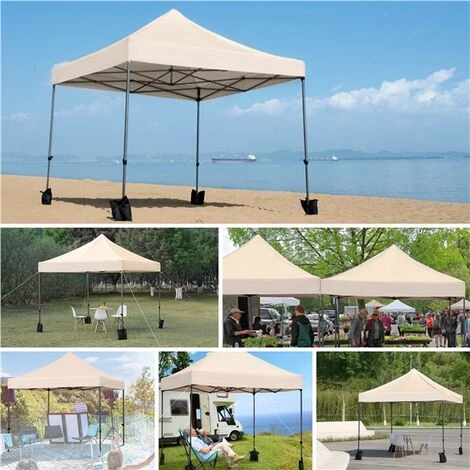 Yaheetech Tonnelle 3x3m Pliante Imperméable Anti-UV Tente Pavillon Pop-up Portable Gazebo Avec Sac De Transport à Roulette Et Sac De Sable Beige 4 Yaheetech Tonnelle 3x3m Pliante Imperméable Anti-UV Tente Pavillon Pop-up Portable Gazebo Avec Sac De Transport à Roulette Et Sac De Sable Beige - Image 2