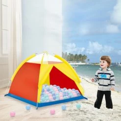TANCYCO Tente De Maison De Jeu Pour Enfants Tente De Jeu Amusante Pliante Tente De Terrain De Jeu Pour Enfants Décoration De Lit De Maison De Jeu Intérieure Et Extérieure Petite Chambre Pour Camping, Plage, Arrière-cour,Tricolore, -Tente de réception Soldes 59953000 2