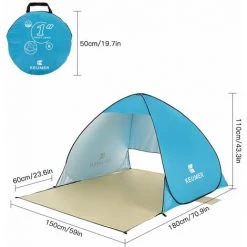 TANCYCO 70.9x59x43.3 Pouces Automatique Instantané Pop-up Tente De Plage Anti UV Abri Solaire Cabana Pour Camping Pêche Randonnée Pique-nique,Lac Bleu, -Tente de réception Soldes 59953052 3