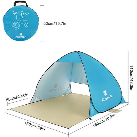 TANCYCO 70.9x59x43.3 Pouces Automatique Instantané Pop-up Tente De Plage Anti UV Abri Solaire Cabana Pour Camping Pêche Randonnée Pique-nique,Bleu Foncé, 7 TANCYCO 70.9x59x43.3 Pouces Automatique Instantané Pop-up Tente De Plage Anti UV Abri Solaire Cabana Pour Camping Pêche Randonnée Pique-nique,Bleu Foncé, - Image 5