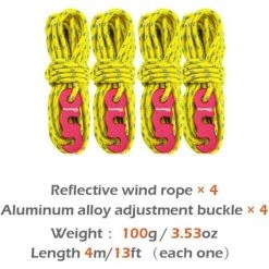 FR-LIFE BR-Vie 4 Pièces Cordes Pour Tente Réfléchissante, Corde De Tente Réfléchissante, Avec Réglage, Il Est Très Approprié Pour Le Camping En Plein Air, La Randonnée, L'Auvent, La Tente, Etc -Tente de réception Soldes 59963106 5