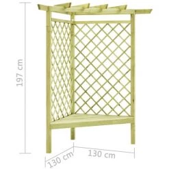 NOVA Pergola D'angle Et Siège 130x130x197 Cm En Pin Imprégné -Tente de réception Soldes 59981324 5