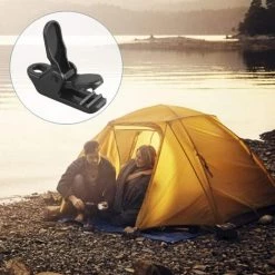 DENUOTOP Arceaux De Tente 100 Pcs Clip Tente Clip Bâche, Pince Pour Bâche De Clip Tente Plastique, Clips De Bâche Noir À Pinces Pour Tentes De Camping, Activités De Plein Air, 3.2 * 1 * 1.3 Cm -Tente de réception Soldes 60010289 3