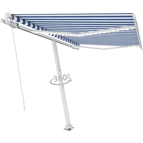 Topdeal Auvent Manuel Rétractable Avec LED 300x250 Cm Bleu Et Blanc FF3069501_FR 3 Topdeal Auvent Manuel Rétractable Avec LED 300x250 Cm Bleu Et Blanc FF3069501_FR