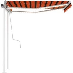 Topdeal Auvent Manuel Rétractable Avec LED 3x2,5 M Orange Et Marron FF3069905_FR -Tente de réception Soldes 60046721 2