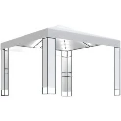 Topdeal Tonnelle Avec Double Toit Et Lumières LED 3x3 M Blanc FF3070302_FR